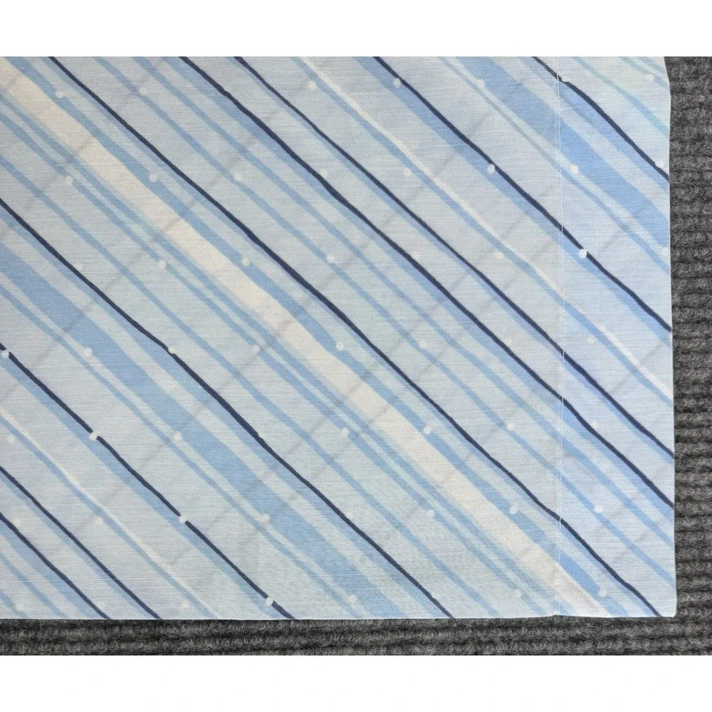 Vintage Pillowcase Pair Blue Navy Stripe Coastal Retro Standard Cottage 1970s